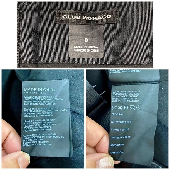 Club Monaco Edvard Embroidered faux leather skirt, size 0, Black - Picture 6 of 7